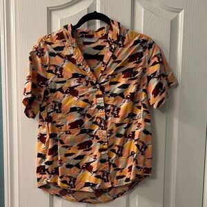 Stio women’s camp shirt - Yellow, Peach & Burgundy and mint green Print